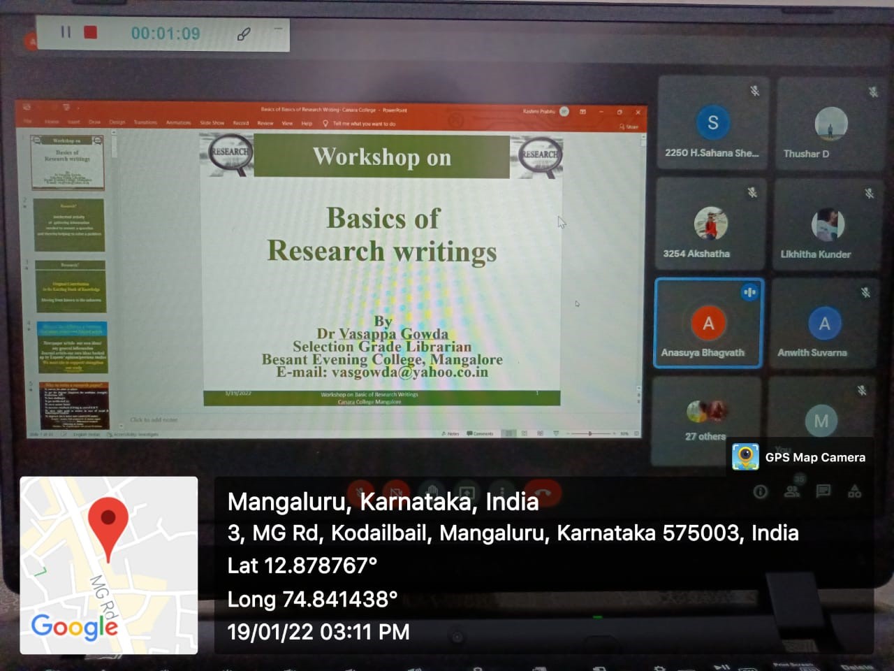 E-Workshop ON “BASICS OF RESEARCH WRITING” | Canara College, Mangaluru
