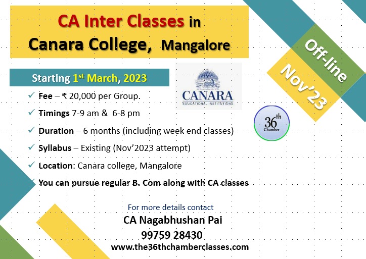 Ca Inter Classes 2023 Canara College Mangaluru